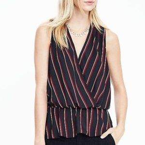 Banana Republic Navy Stripe Elle Wrap Peplum Top